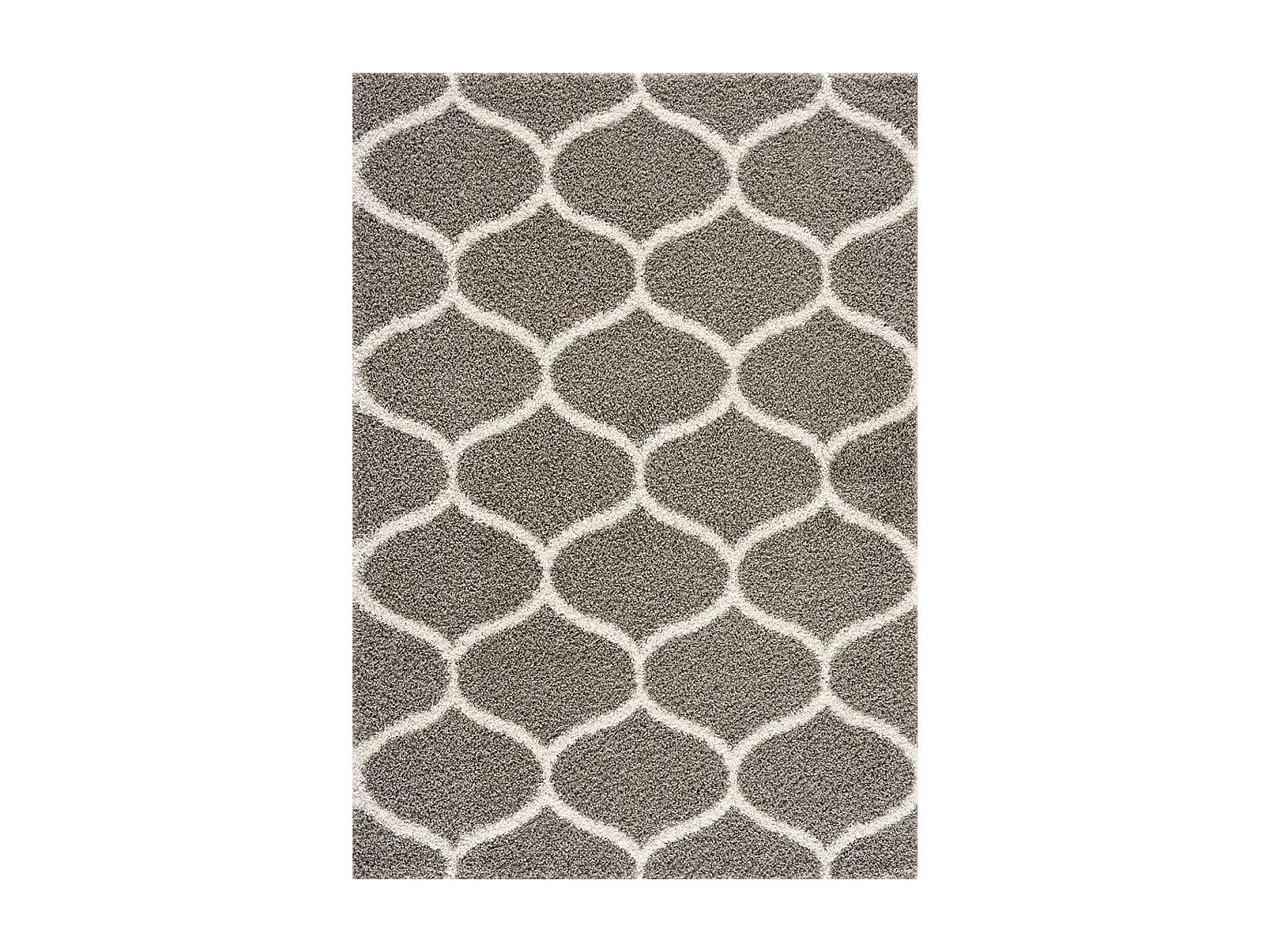 Tapis longs poils shaggy 80x150 rectangle tissé gris motif scandinave