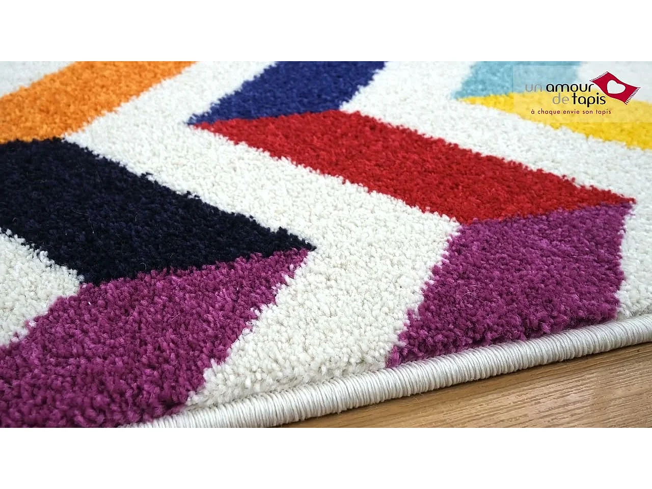tapis entrée 40x60 tissé multicolore rectangle motif géométrique LYN6 CHEVRON