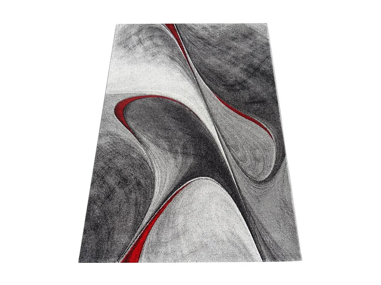 tapis entrée 60x110 tissé rouge et gris rectangle Motif rond GARCA