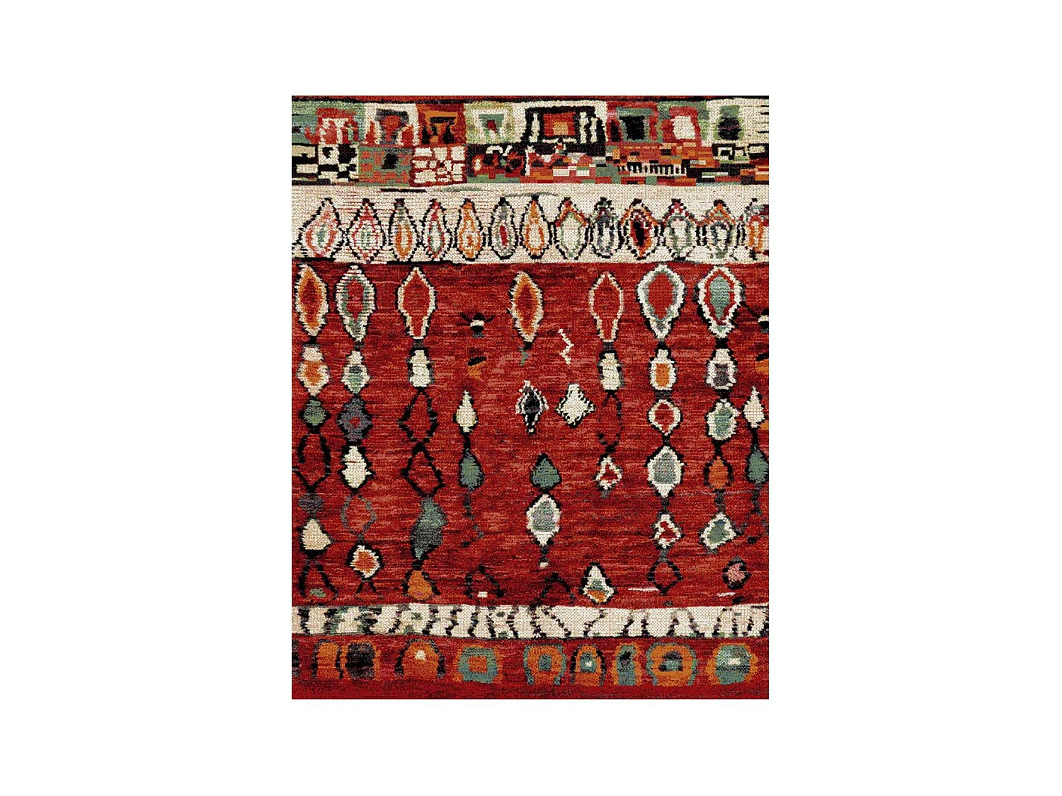 Tapis berbère 240x340 tissé motifs tribaux LYN8 MOROCO rouge