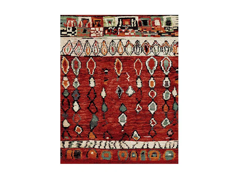 Tapis berbère 240x340 tissé motifs tribaux LYN8 MOROCO rouge