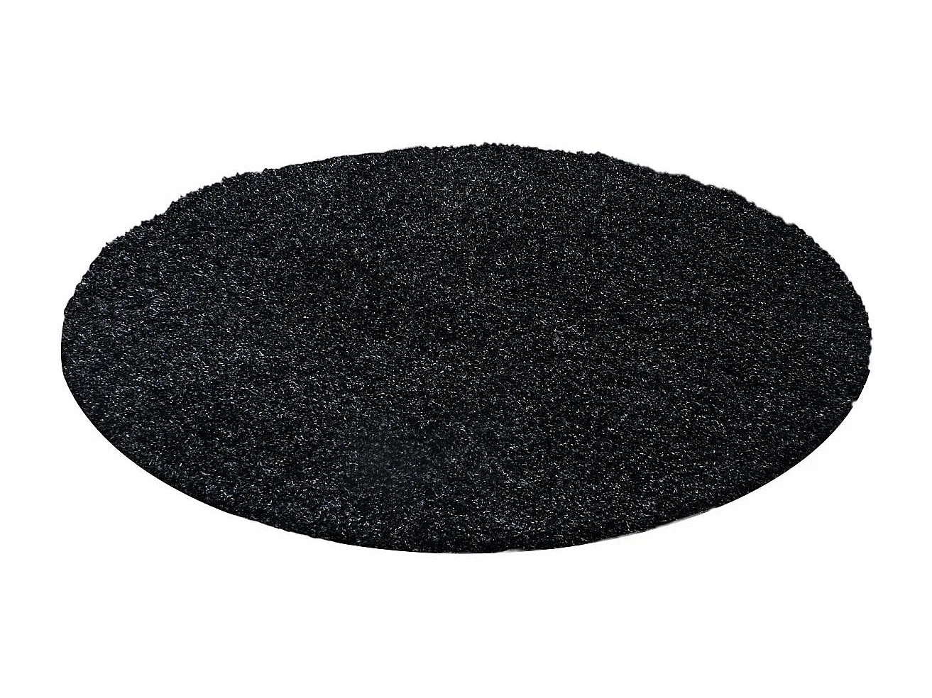 Tapis poils longs shaggy Ã˜120cm rond tissÃ© antracite motif uni UNI L