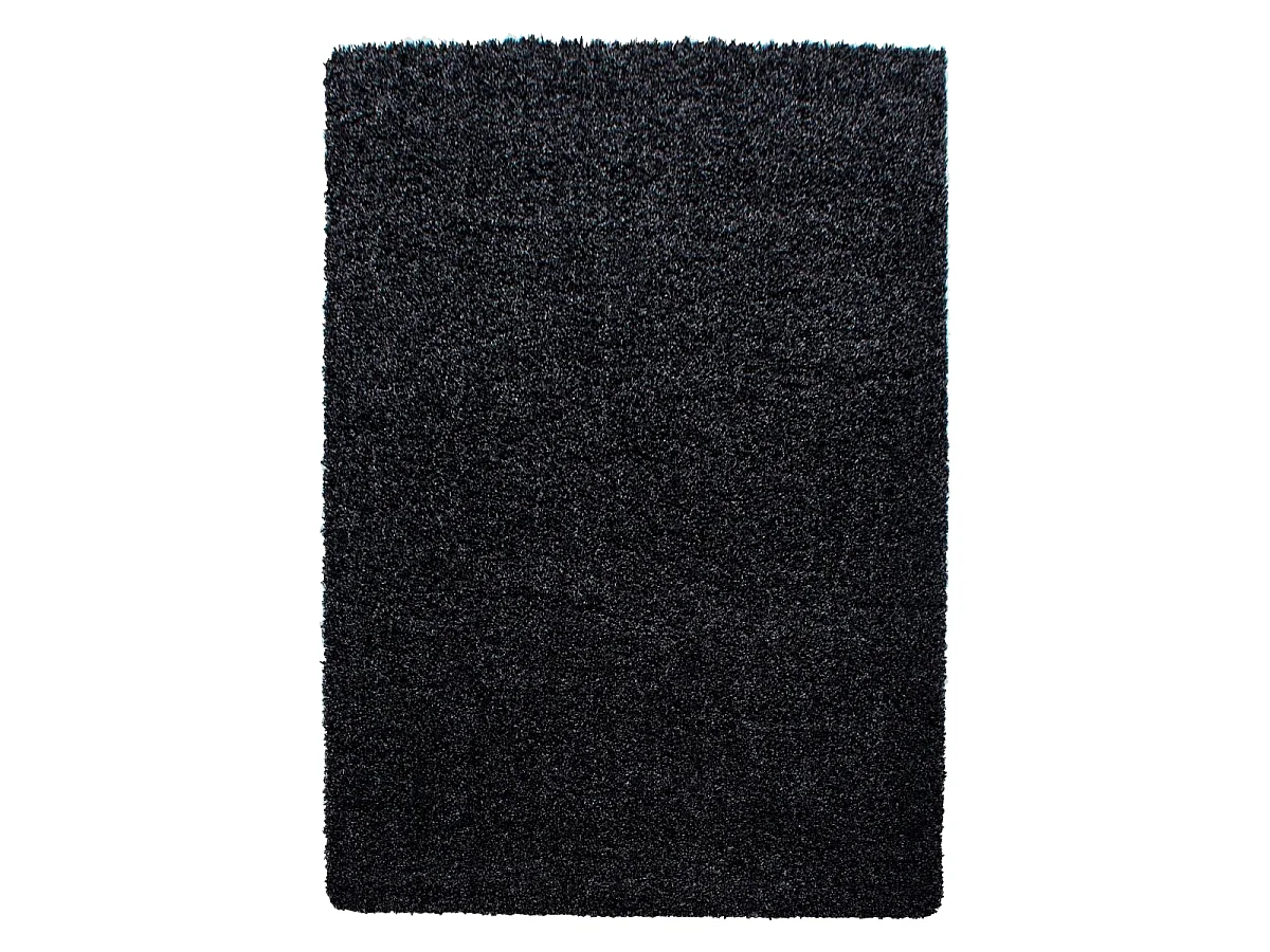 Tapis poils longs shaggy Ã˜120cm rond tissÃ© antracite motif uni UNI L