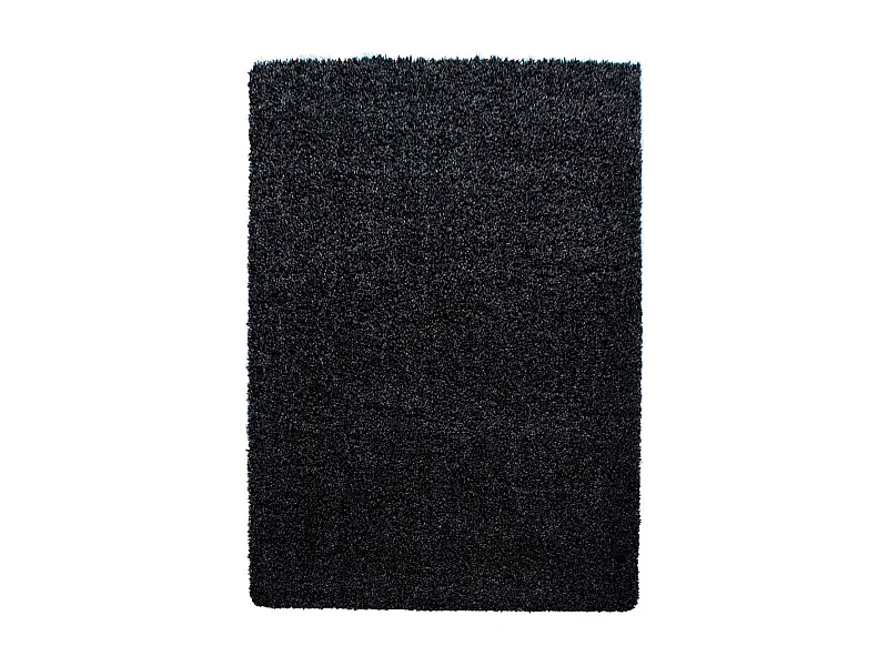 Tapis poils longs shaggy 140x200 rectangle tissé noir motif uni UNI L
