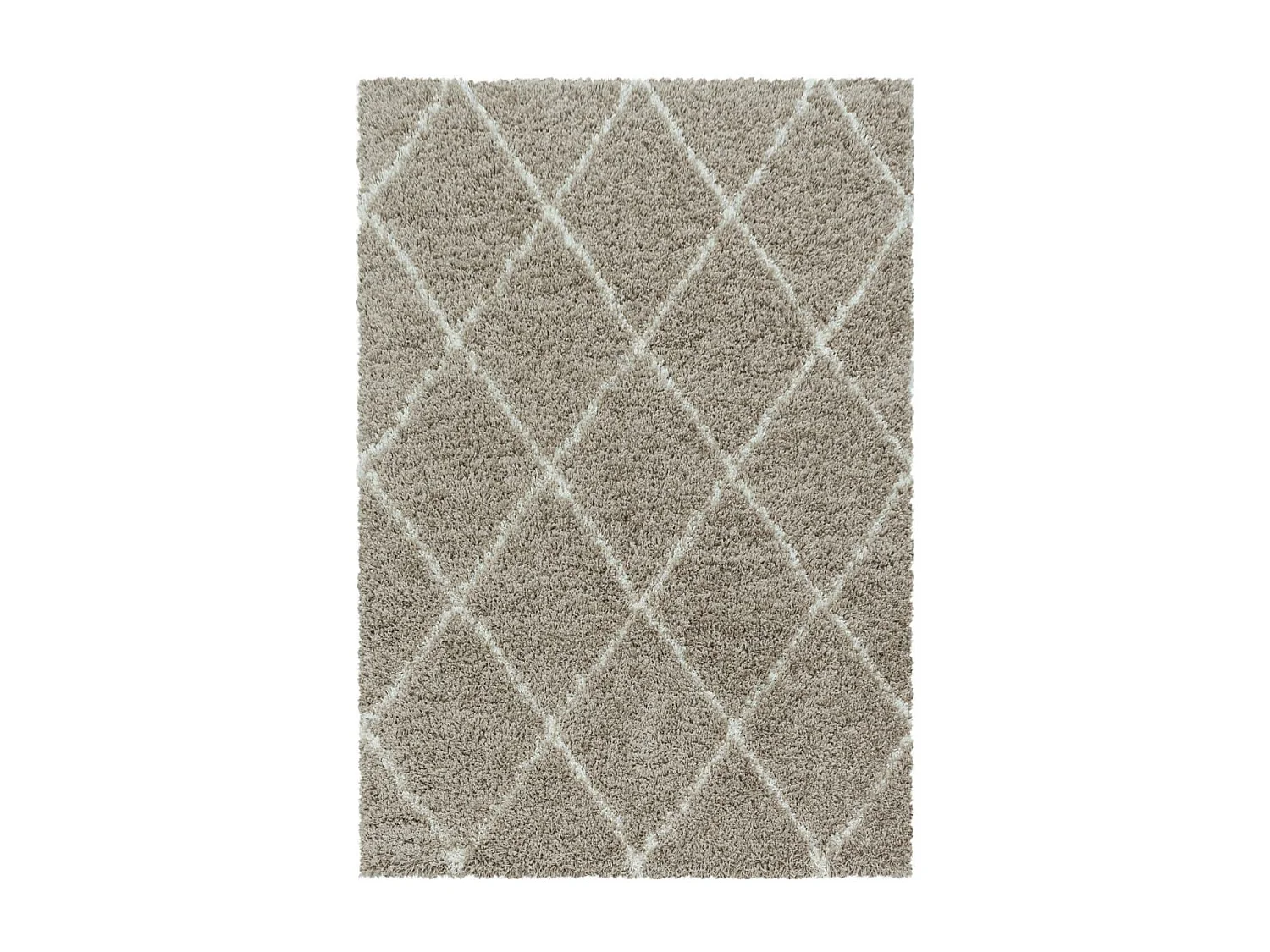 Tapis berbère 80x250 tissé motif losange SHAGGY A beige