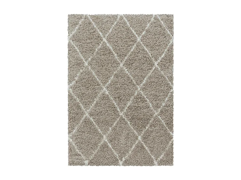 Tapis berbère 80x250 tissé motif losange SHAGGY A beige