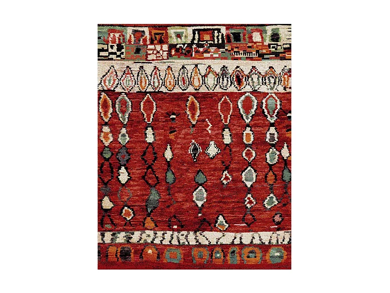 Tapis berbère 280x380 tissé motifs tribaux LYN8 MOROCO rouge