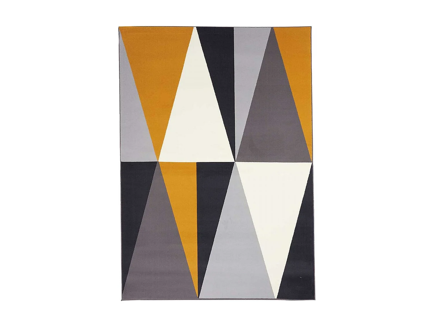 tapis chambre 80x150 tissé jaune et gris rectangle motif géométrique LYN49 BIGTRI