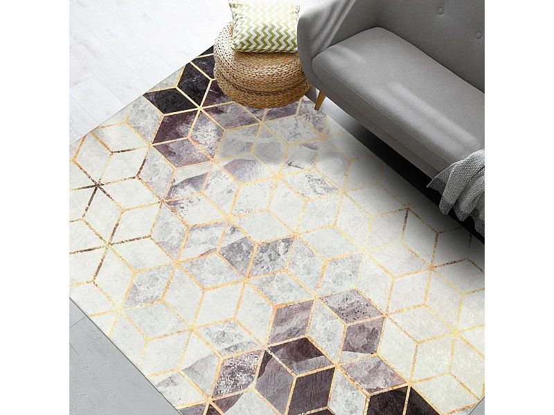 tapis salon Lavable 30° 160x230 noir et blanc IMPNUM 41