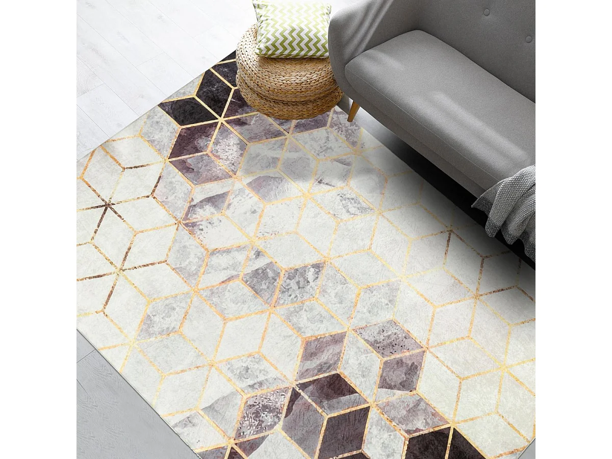 tapis salon Lavable 30° 160x230 noir et blanc IMPNUM 41