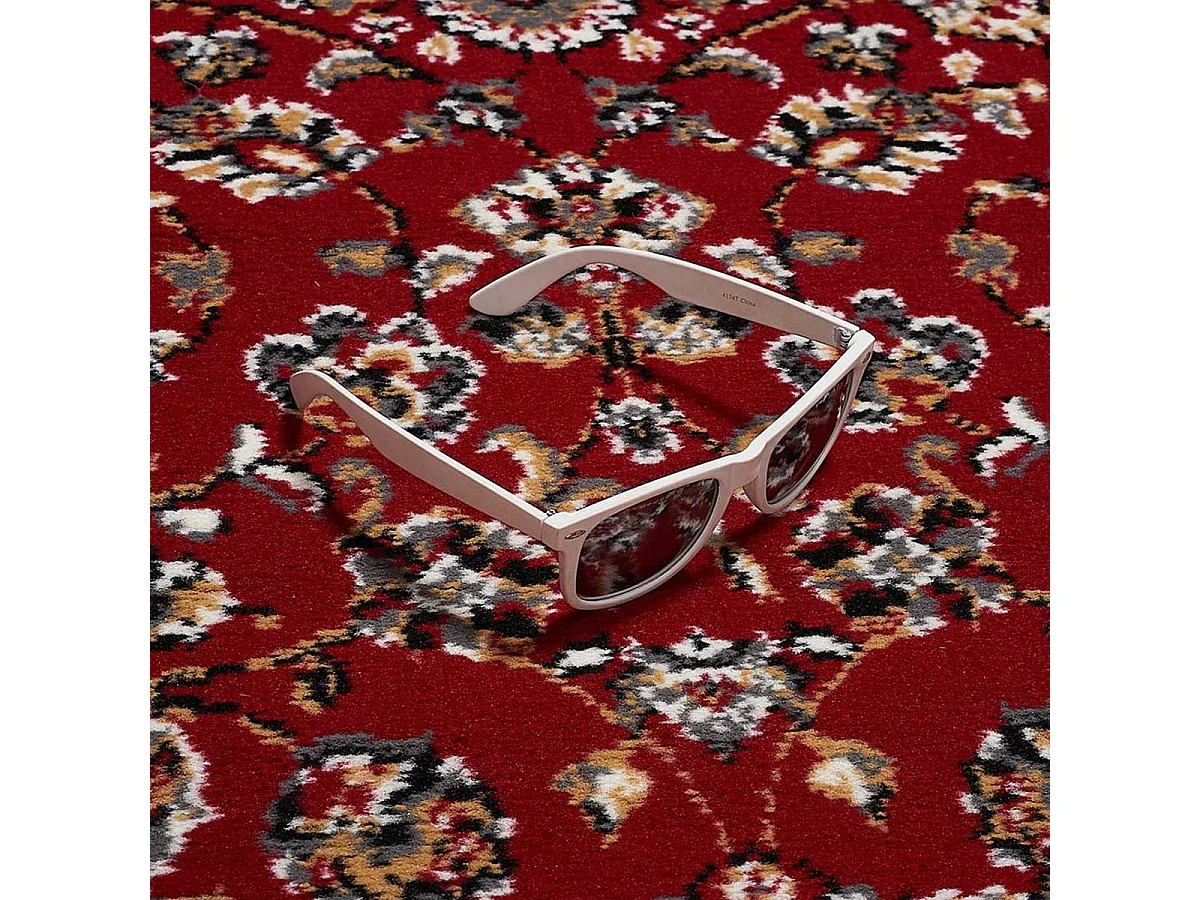 Tapis oriental 60x110 rectangle rouge tissé motif ancestral LYN1 NOMED