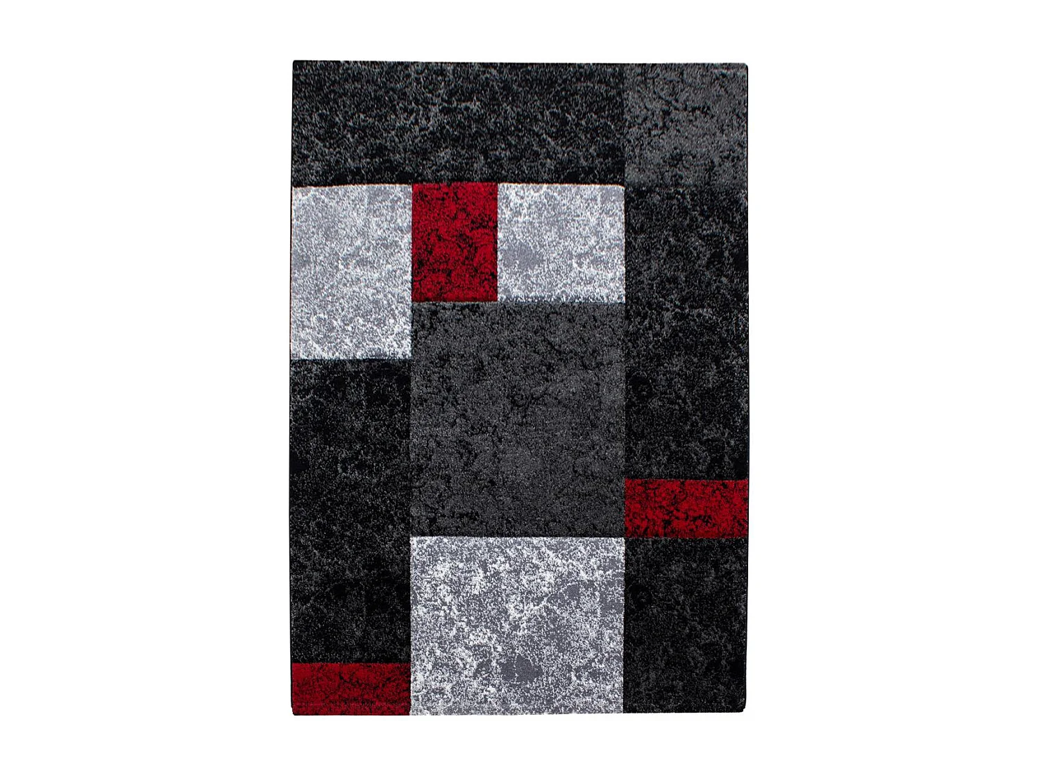 tapis grand salon 200x290 tissé rouge et gris rectangle motif géométrique
