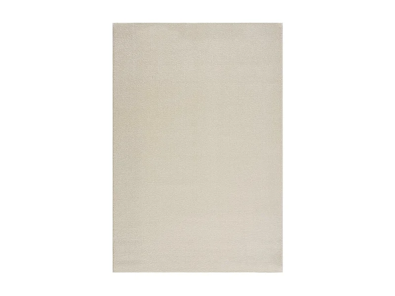 tapis salle de réception Ø120cm tissé crème rond motif uni NOSSA