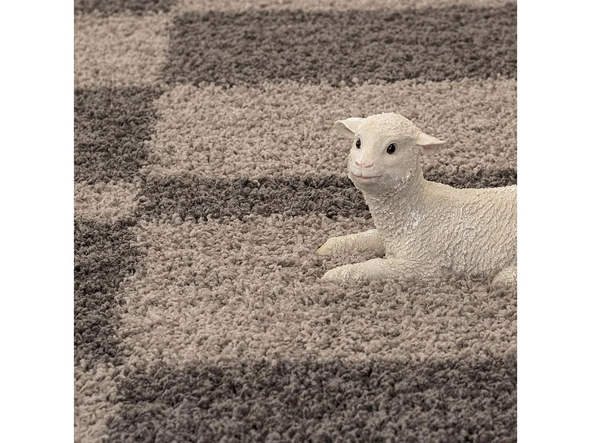 Tapis poils longs shaggy 80x250 rectangle tissé beige et marron