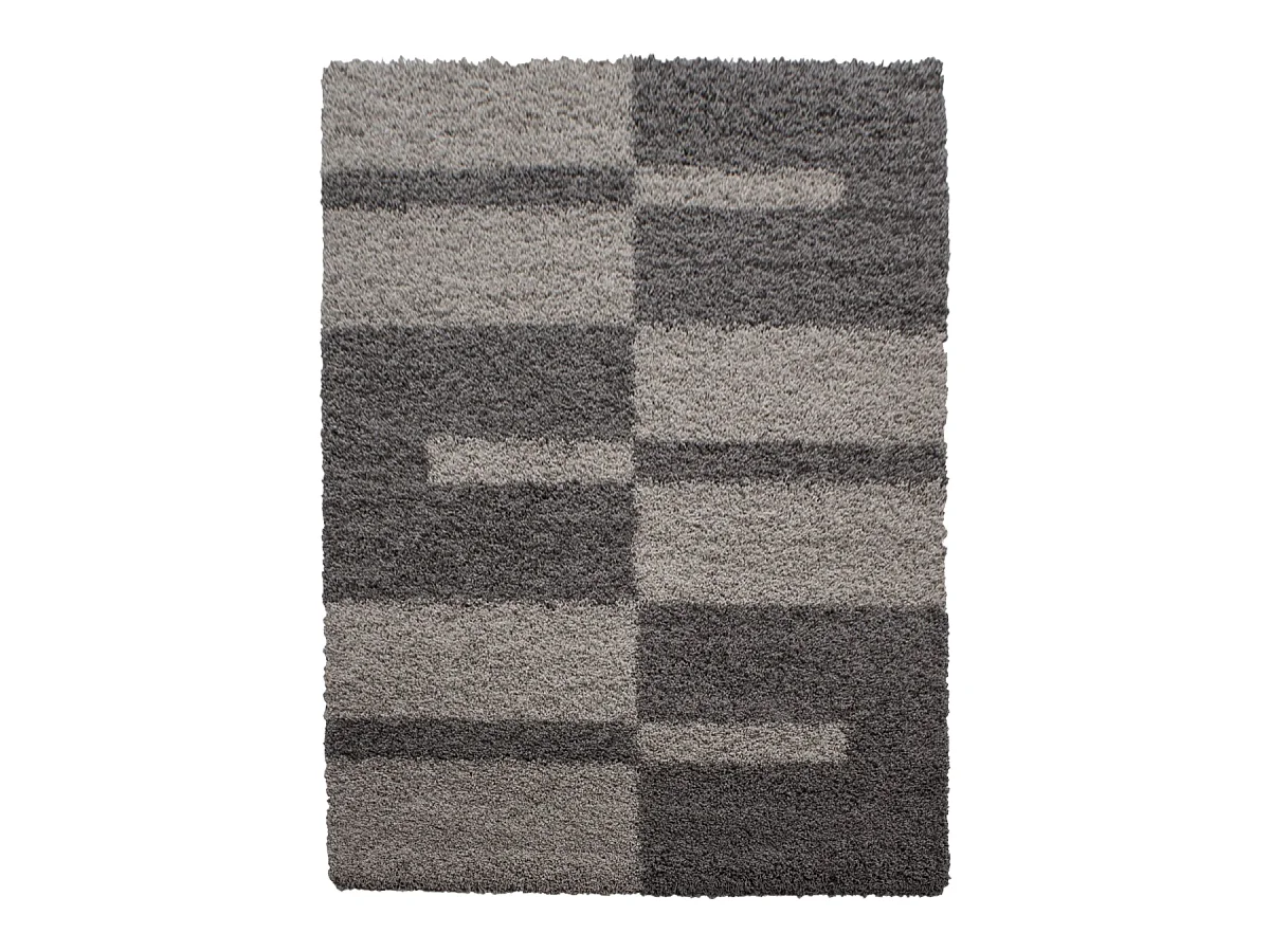 Tapis poils longs shaggy 80x250 rectangle tissé beige et marron