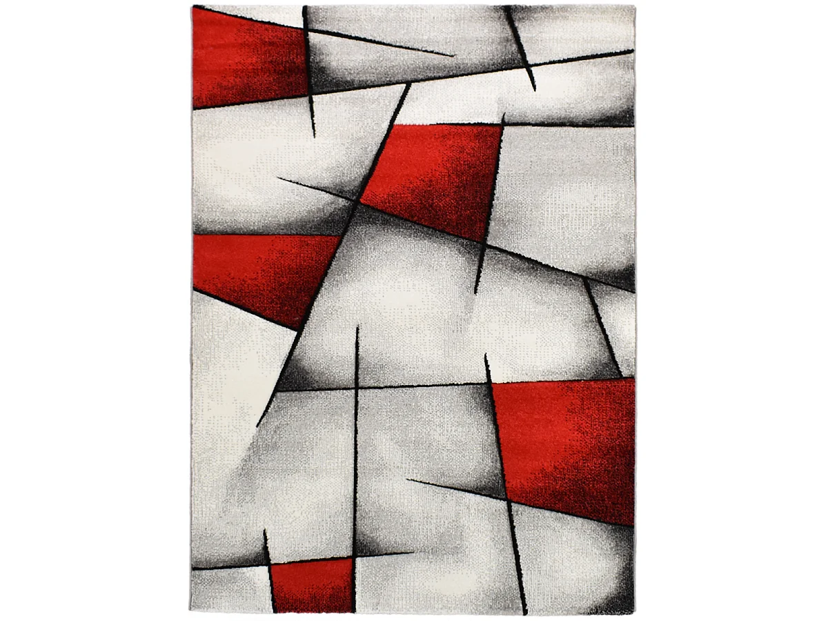 tapis chambre 80x150 tissé rouge rectangle motif géométrique BRI 10