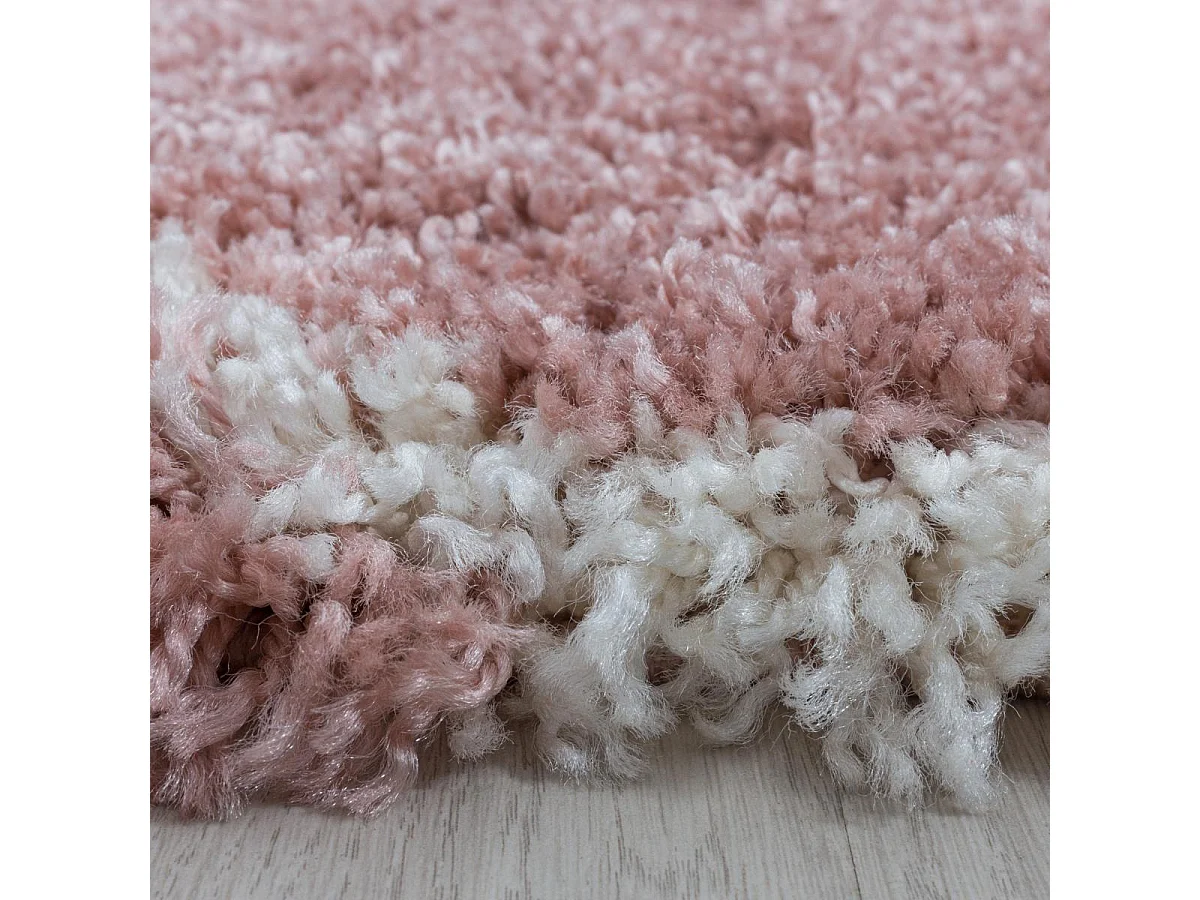 Tapis shaggy 160x230 rectangle tissé rose crème et me motif scandinave