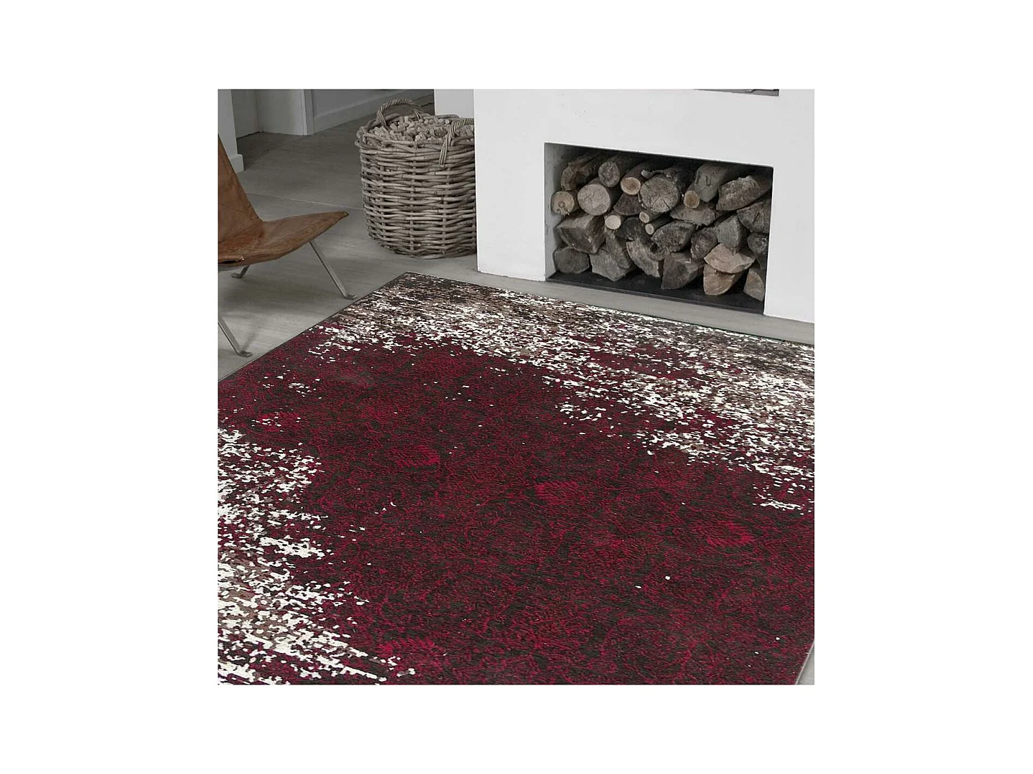Tapis kilim 170x240 rectangle fait main rose motif géométrique AURATA