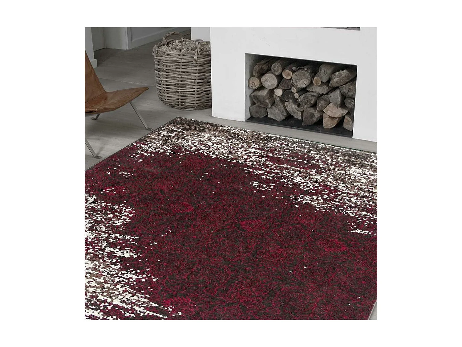 Tapis kilim 170x240 rectangle fait main rose motif géométrique AURATA