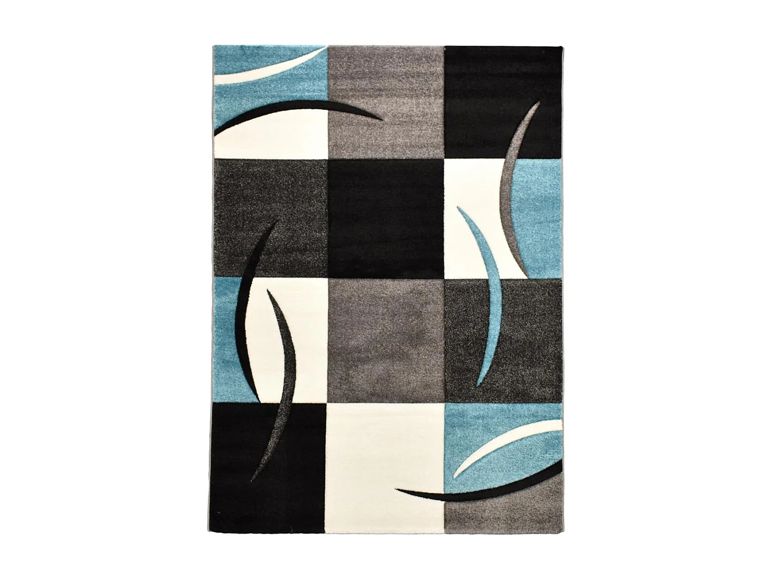 tapis salon 160x230 tissé bleu rectangle motif géométrique ABSTRATA
