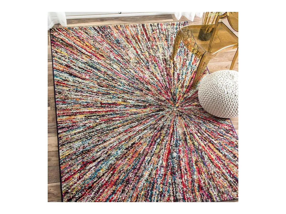 tapis chambre 80x150 tissé multicolore rectangle motif ethnique LYN6 IMPACT