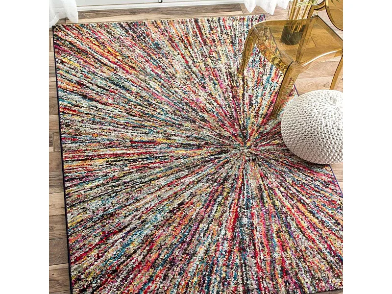 tapis chambre 80x150 tissé multicolore rectangle motif ethnique LYN6 IMPACT