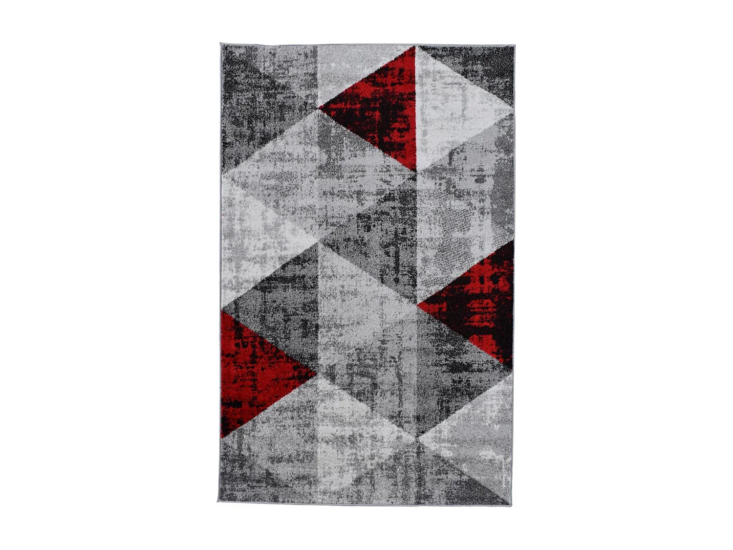tapis entrée 120x170 tissé rouge et gris rectangle motif géométrique SOLTAM