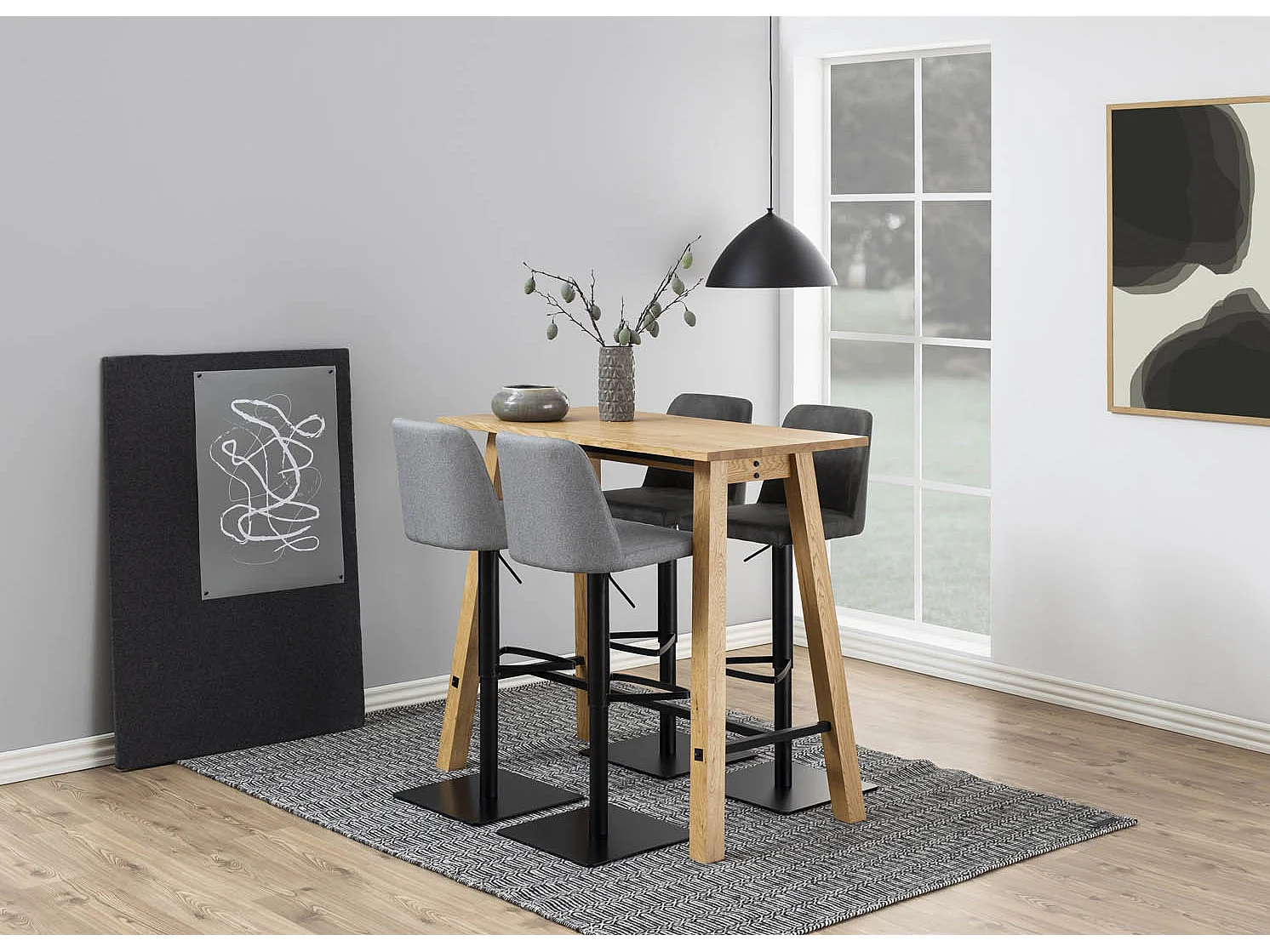 Avanja tabouret de bar fonction pivotante, cartouche de gaz gris.