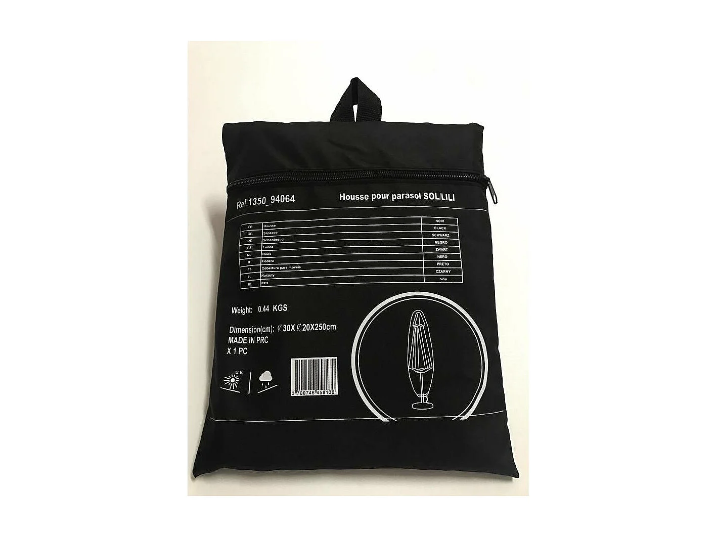 Housse de protection pour parasol - 20 x 250 cm - Noir