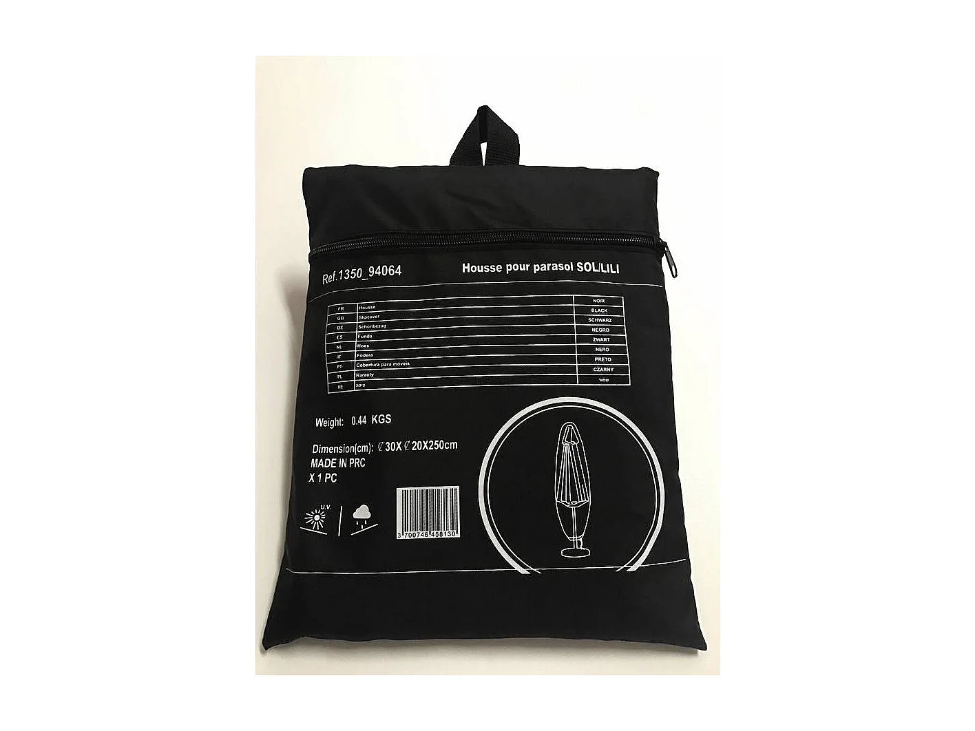 Housse de protection pour parasol - 20 x 250 cm - Noir