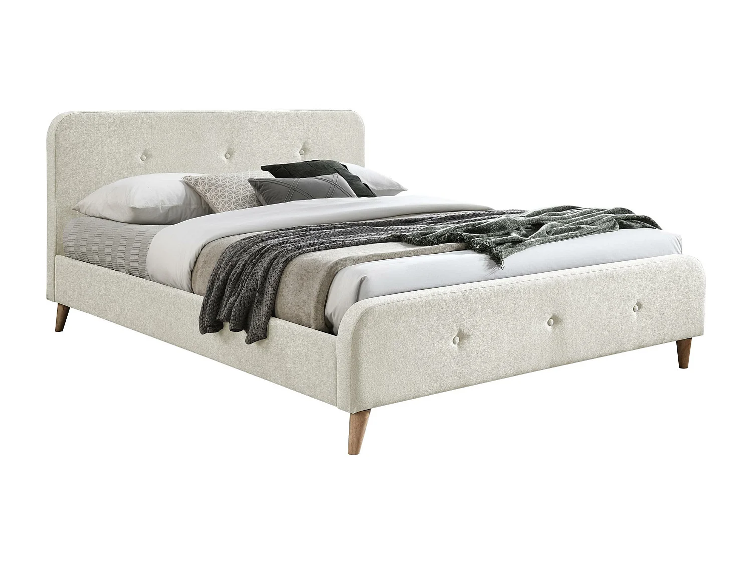 Cama Comfivo 350, Doble, De color marrón claro, 160x200, Tapiz, Somieres, 166x215x94cm
