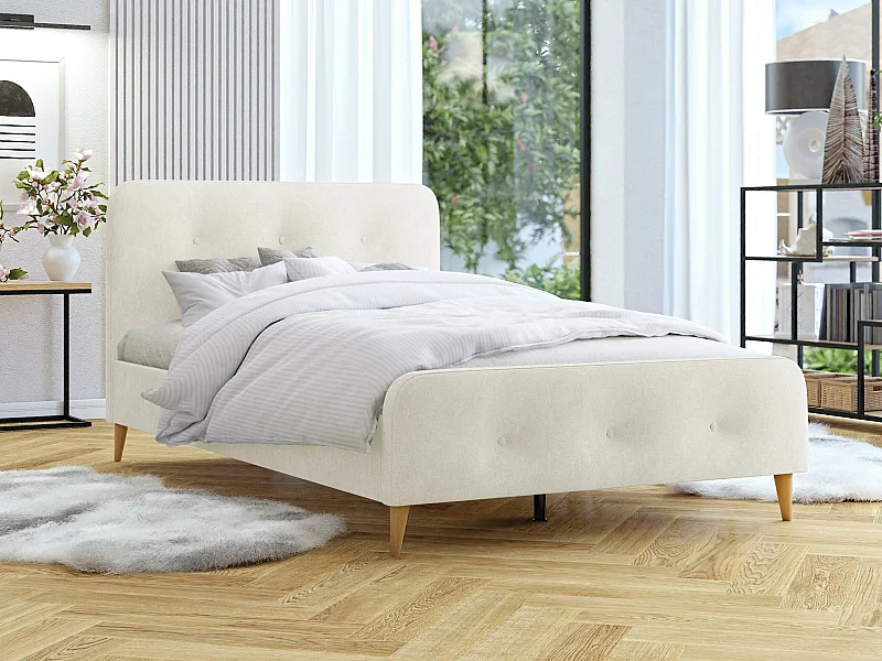 Cama Comfivo 350, Doble, De color marrón claro, 140x200, Tapiz, Somieres, 146x215x94cm