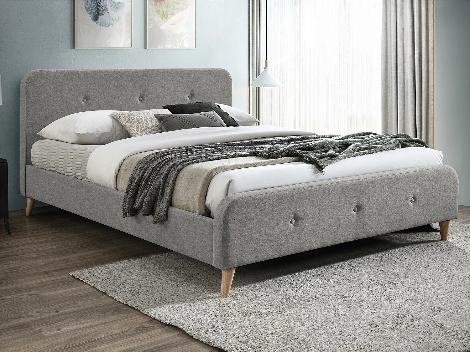 Cama Comfivo 350, Doble, Gris, 140x200, Tapiz, Somieres, 146x215x94cm