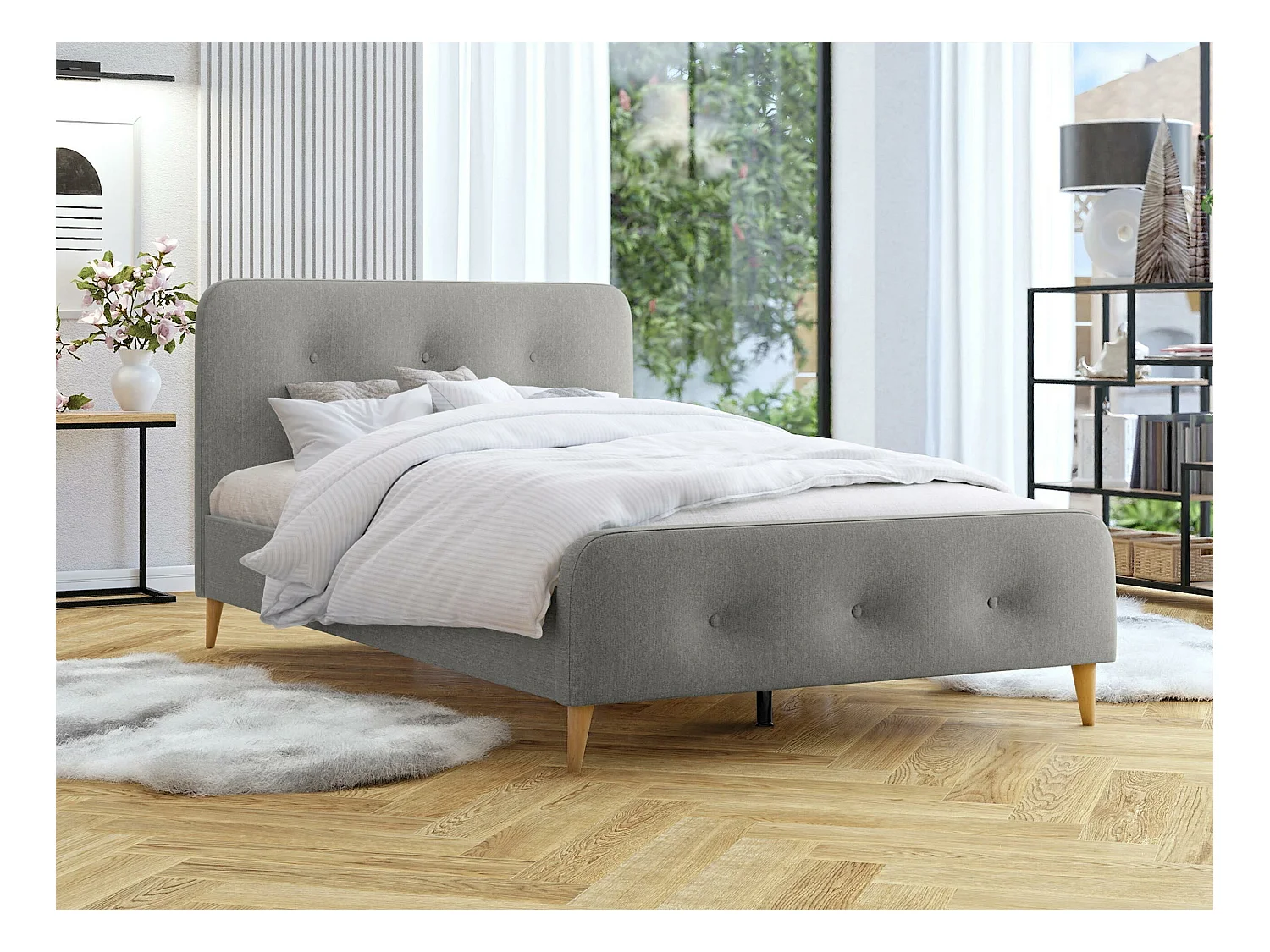 Cama Comfivo 350, Doble, Gris, 140x200, Tapiz, Somieres, 146x215x94cm