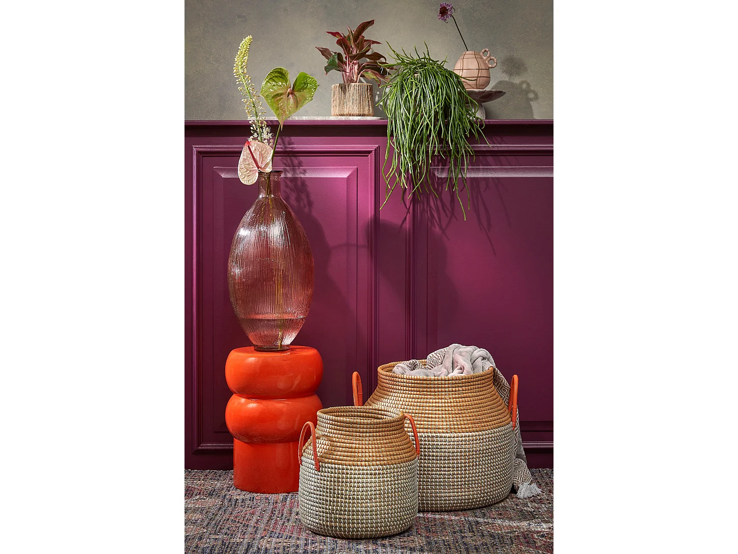 Juego de cestas de almacenaje de Hierba marina - 43 x 50 - Amarillo - MILOU