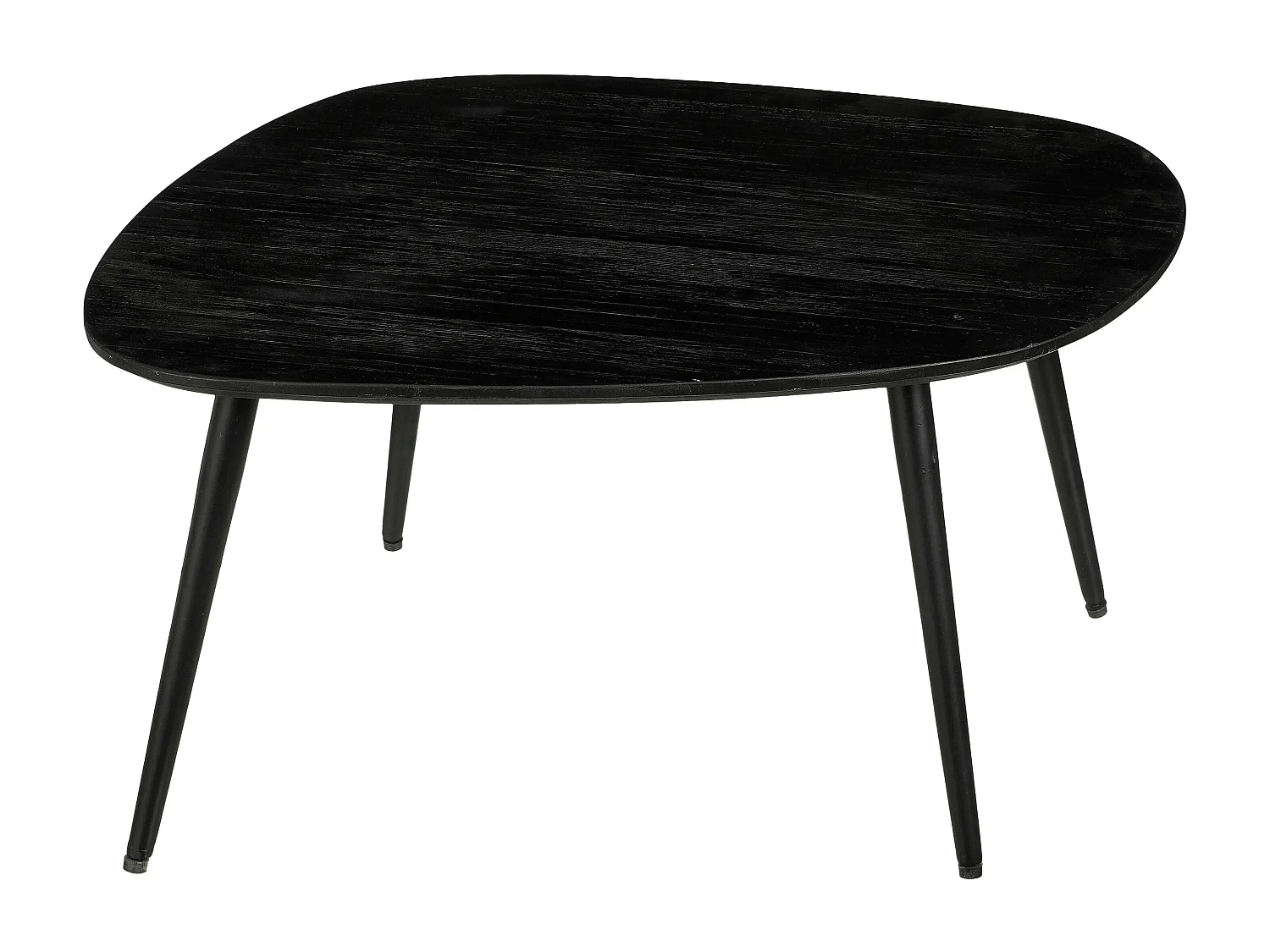 Lot de table d'appoint en bois recyclé et mdf et métal - 62 x 52 x 34 / 54 x 44 x 44 / 49 x 41 x 39 - Noir - JAILEY