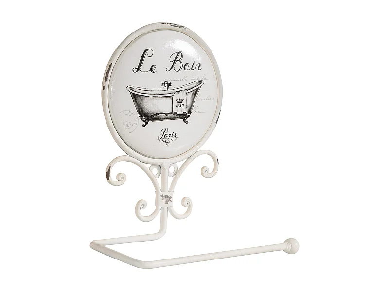 Porte-papier toilette "Le Bain Paris" 18X10X20cm - Porte-rouleau papier toilette mural en fer Shabby Chic