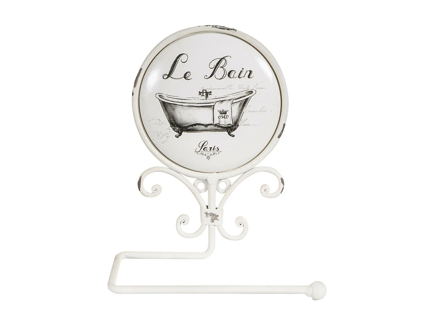 Porte-papier toilette "Le Bain Paris" 18X10X20cm - Porte-rouleau papier toilette mural en fer Shabby Chic