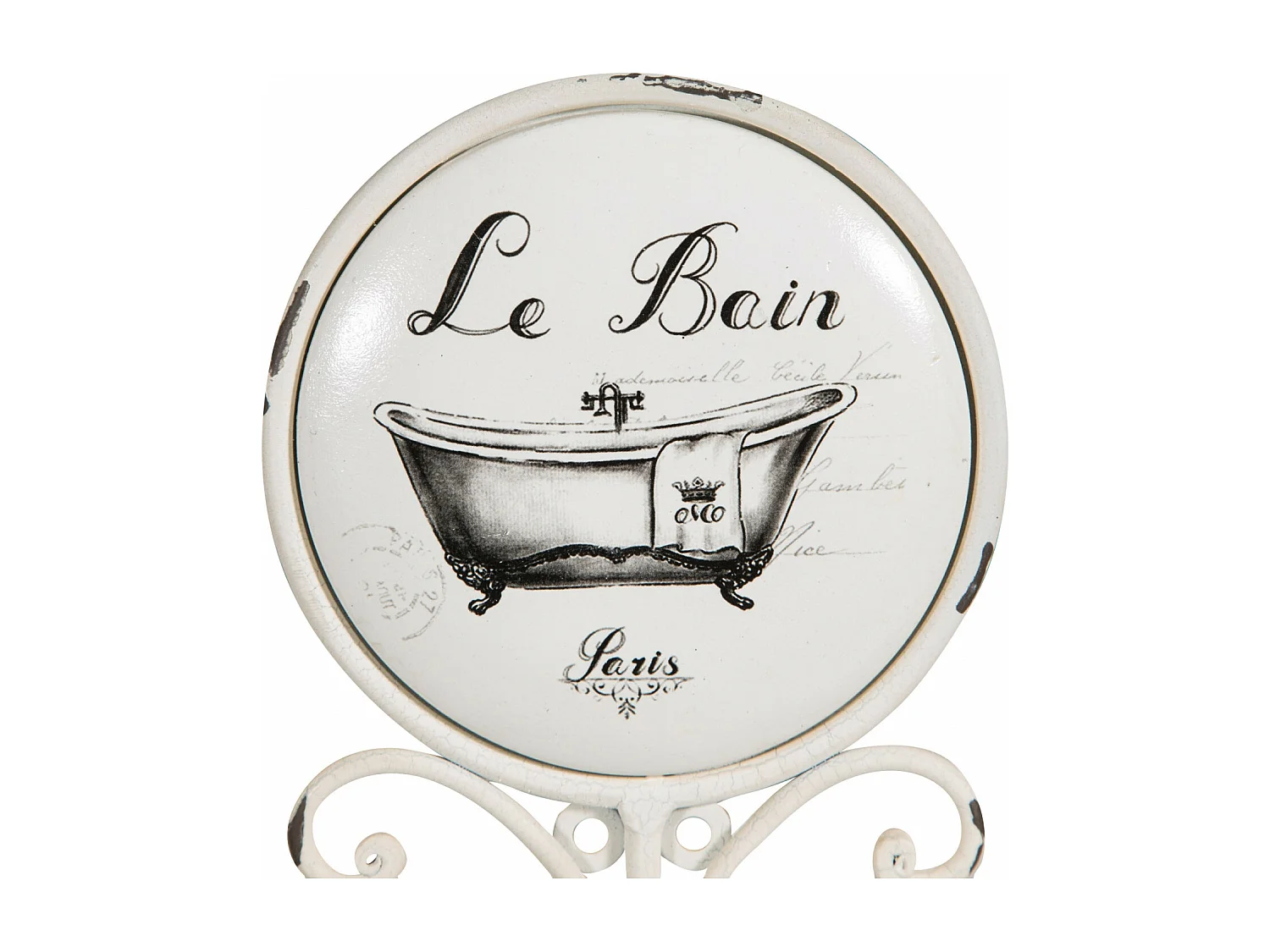 Porte-papier toilette "Le Bain Paris" 18X10X20cm - Porte-rouleau papier toilette mural en fer Shabby Chic