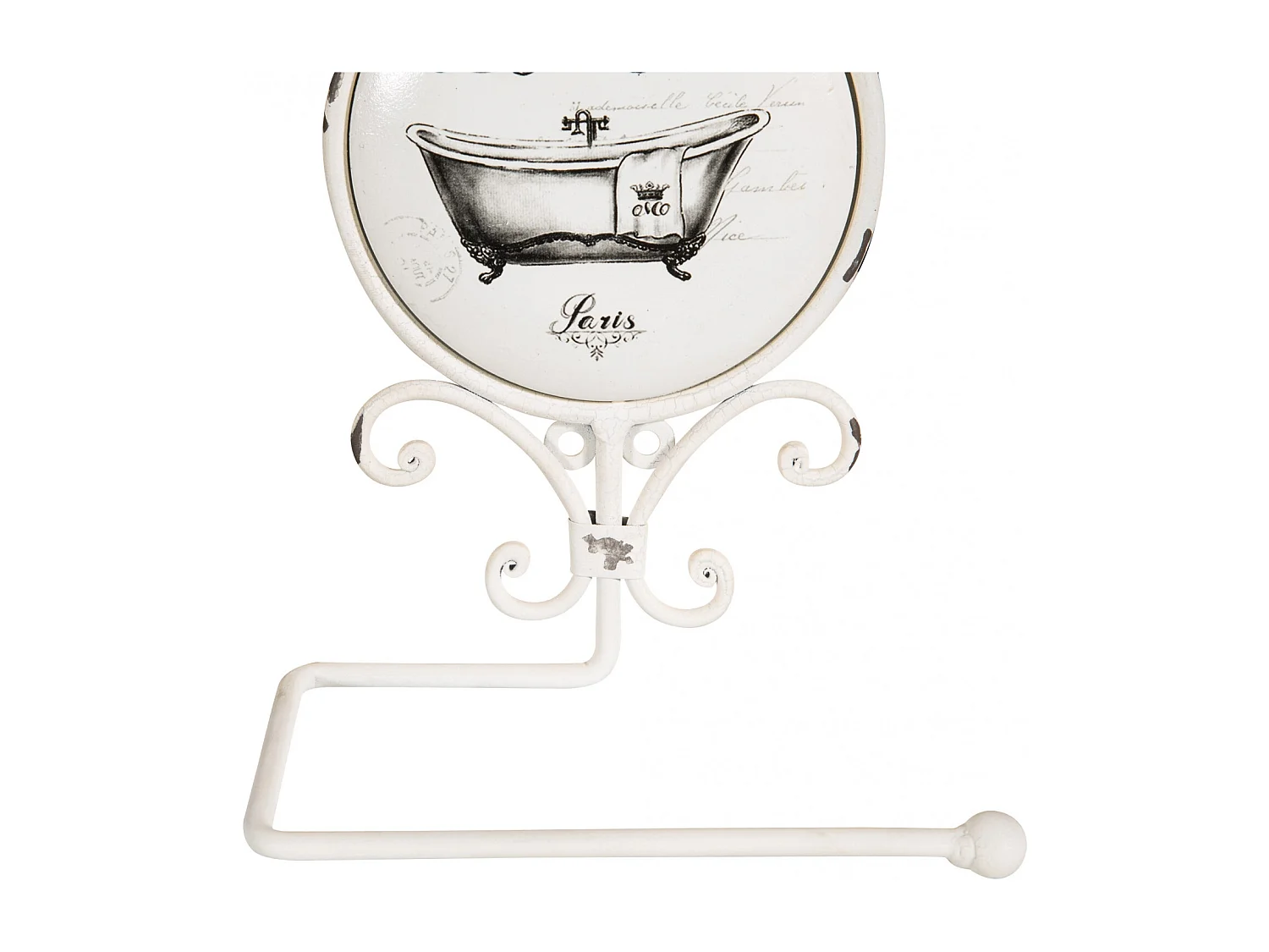 Porte-papier toilette "Le Bain Paris" 18X10X20cm - Porte-rouleau papier toilette mural en fer Shabby Chic