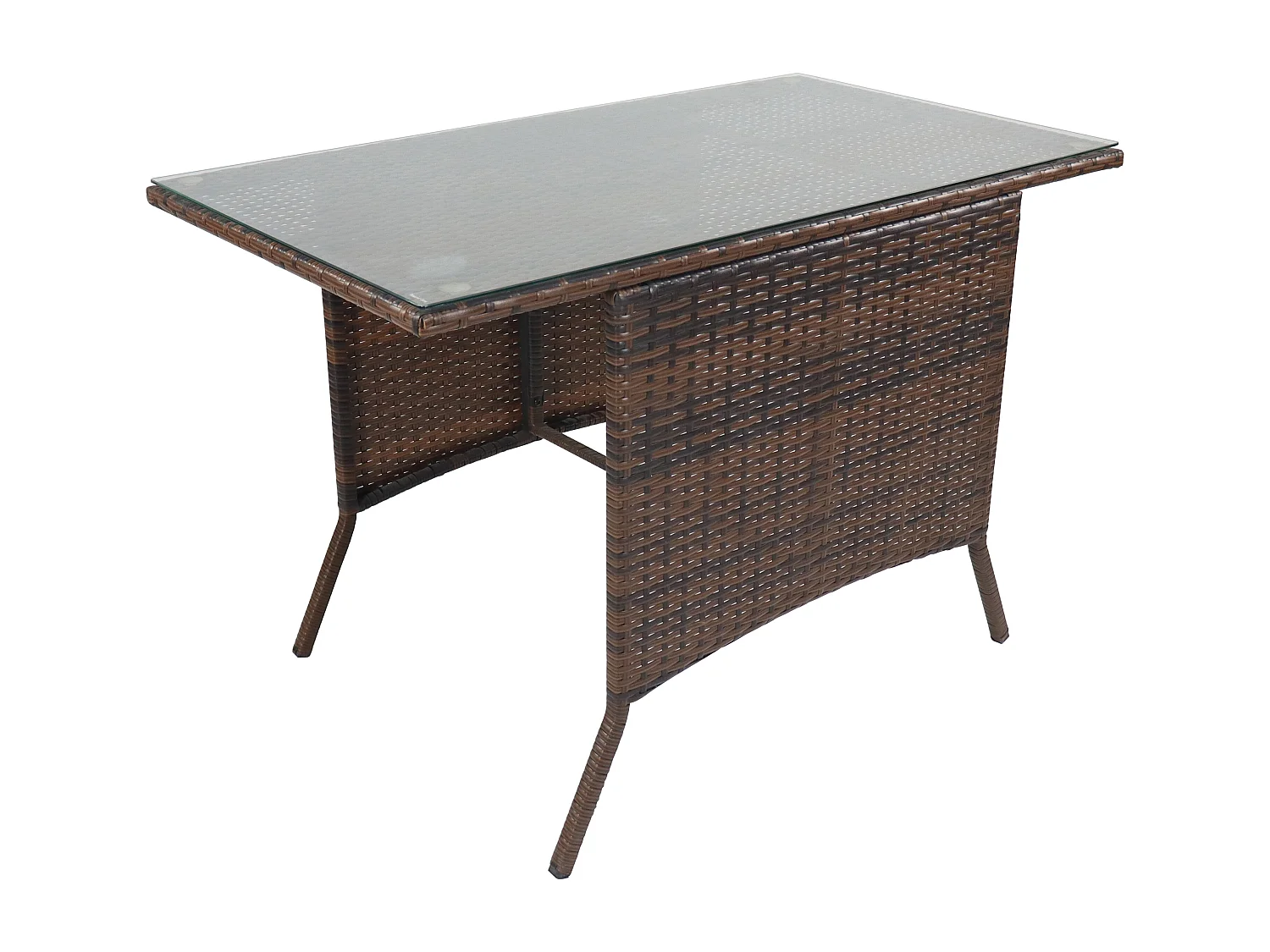 Mesa de jardim VCM | Mesa de Rattan com painel de vidro | Dimensões aprox. A. 74 x L. 114 x P. 64 cm | Mesa Jardim | Mobiliário Jardim – Raloso 114x64 (Castanho)