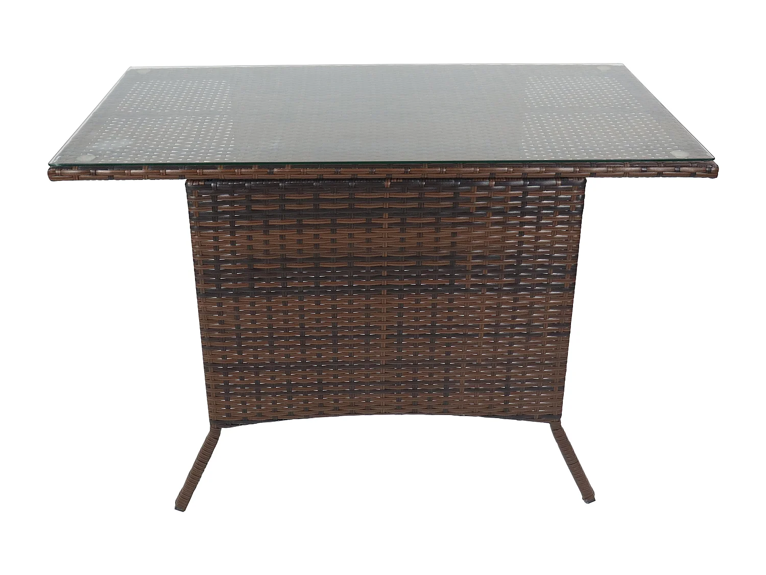 Mesa de jardim VCM | Mesa de Rattan com painel de vidro | Dimensões aprox. A. 74 x L. 114 x P. 64 cm | Mesa Jardim | Mobiliário Jardim – Raloso 114x64 (Castanho)
