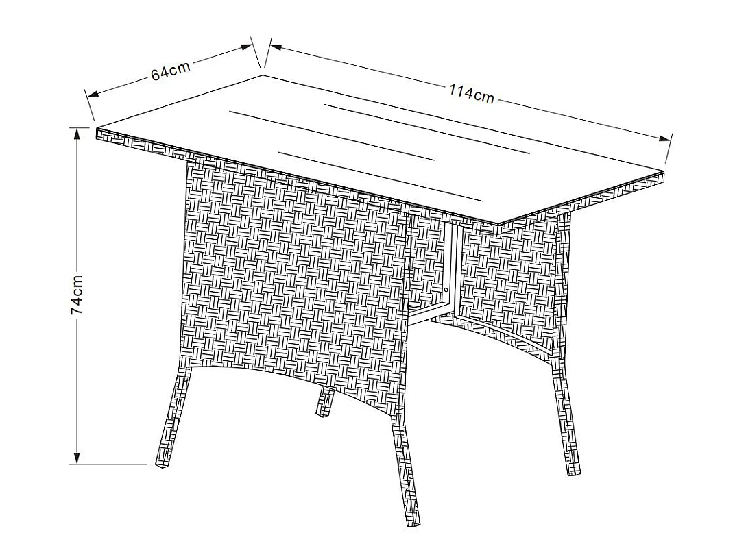Rattan Gartentisch Balkontisch Raloso 114x64