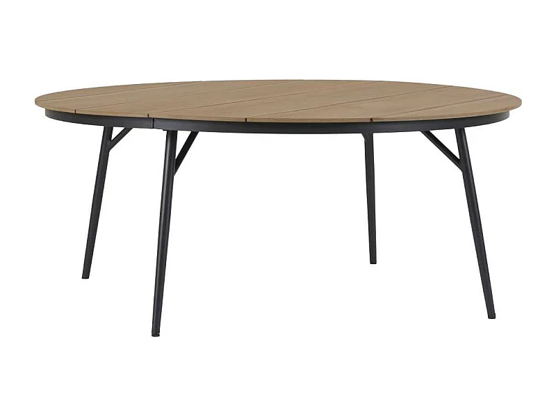 Dan table de jardin Ø178cm noir,teck décor.