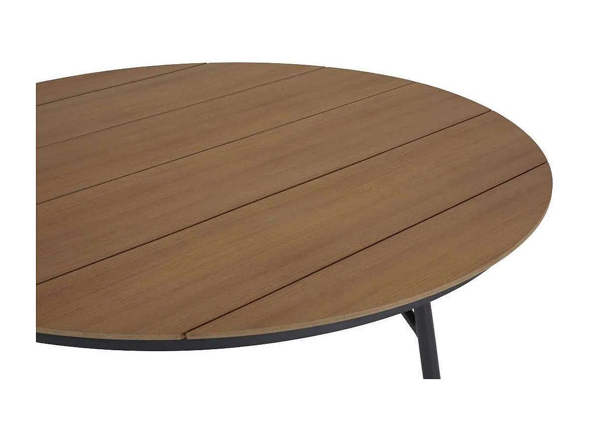 Dan table de jardin Ø178cm noir,teck décor.