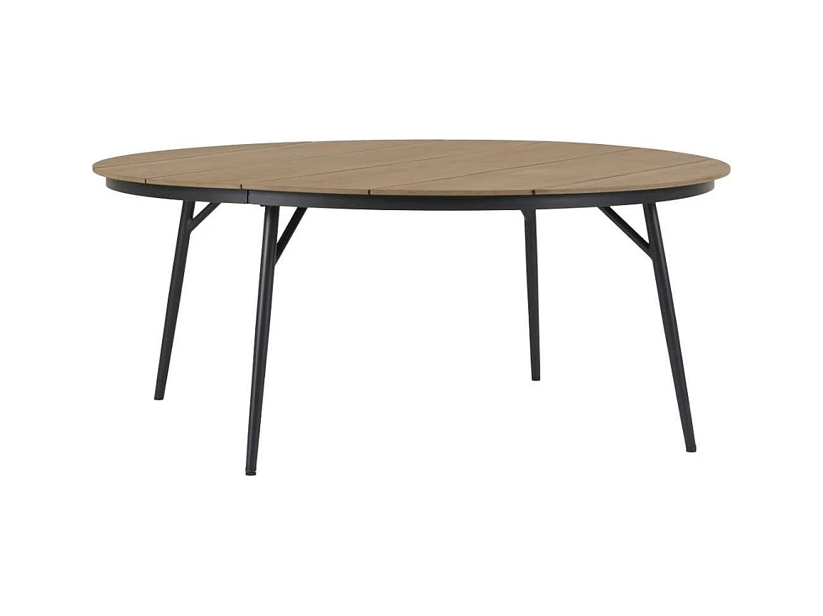Dan Gartentisch Ø178cm schwarz,Teak dekor.
