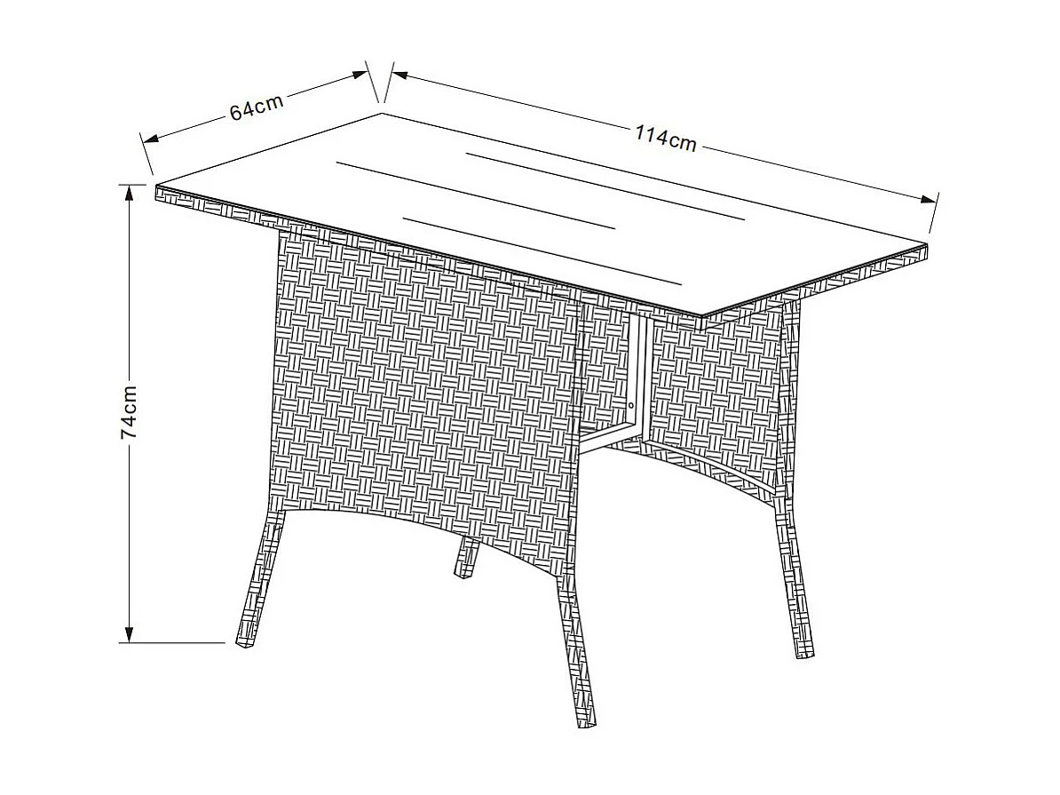 Rattan Gartentisch Balkontisch Raloso 114x64