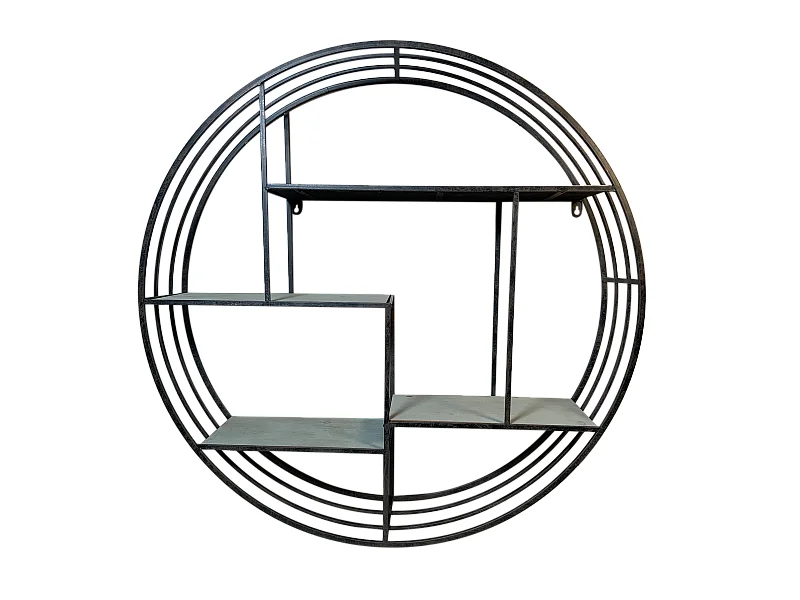 Etagère ronde en bois peint et métal 80x18x80cm