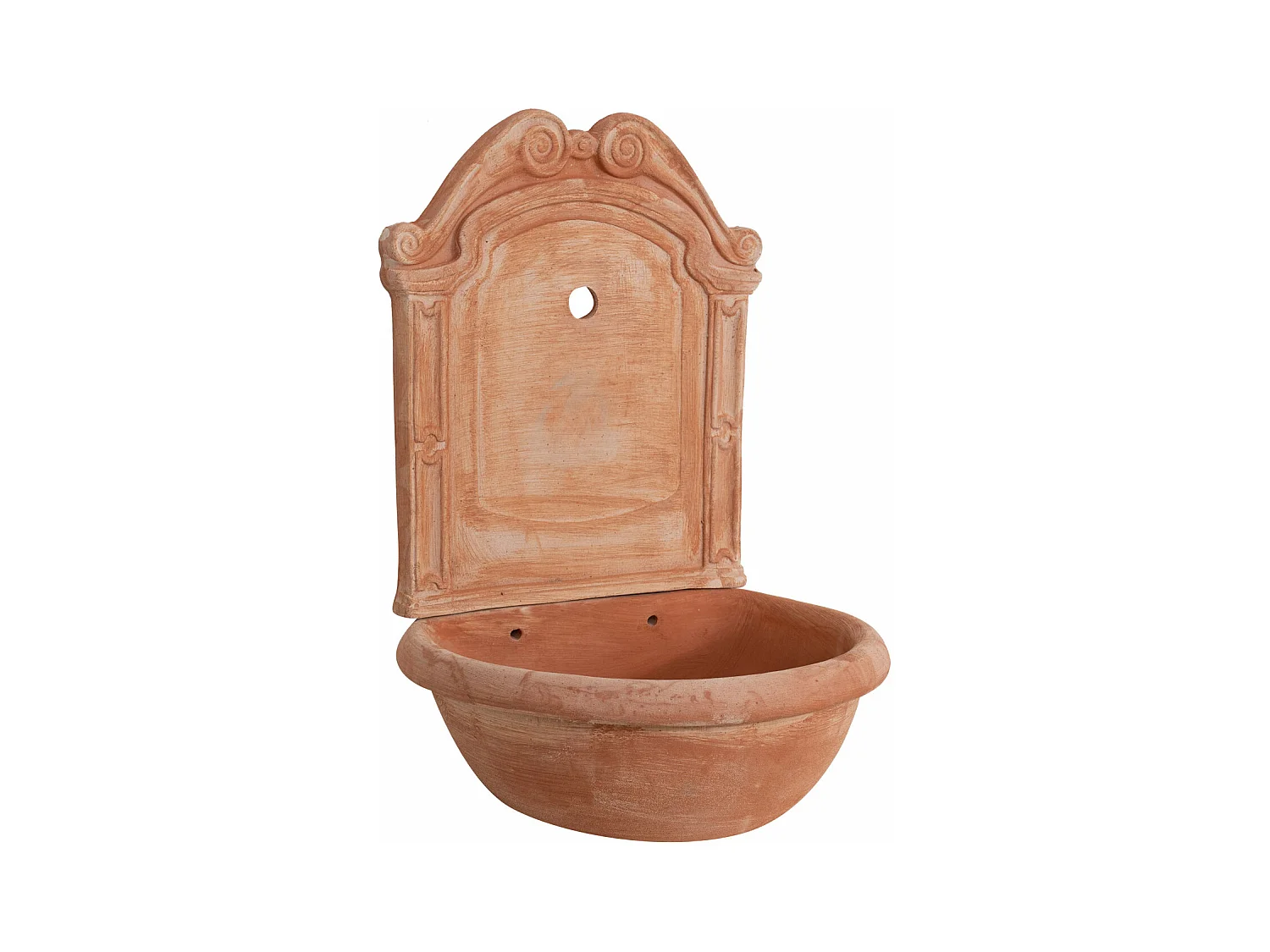 BISCOTTINI Fontaine Murale - Finition Terre Cuite Toscane - Jardin - Mobilier Mural - Terrasse - Décorative - 45x36x64 cm