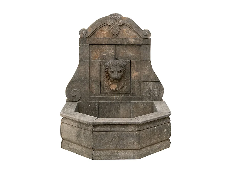 Biscottini Fontaine murale en pierre ancienne 150x125x175 cm - Fontaine de jardin ancienne